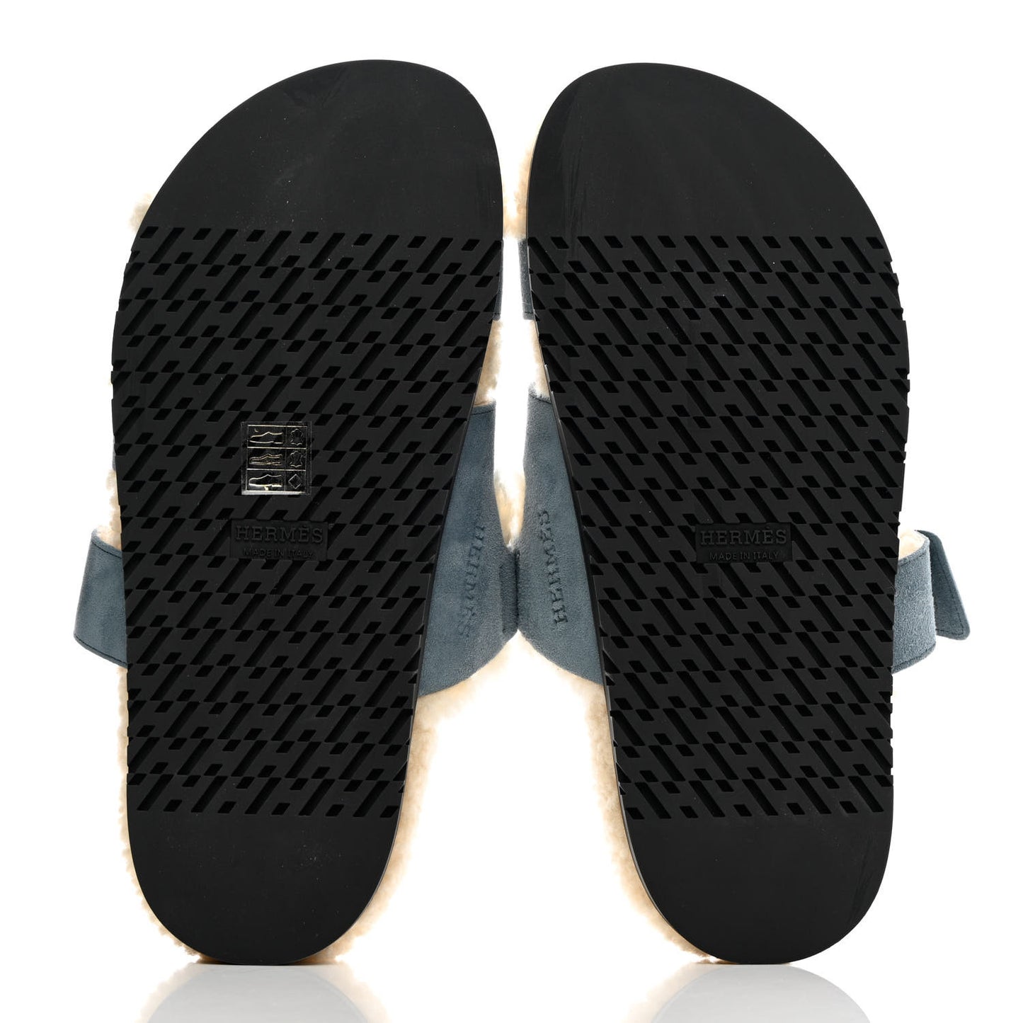 Suede Goatskin Woolskin Womens Chypre Sandals 37 Bleu Pinede Ecru