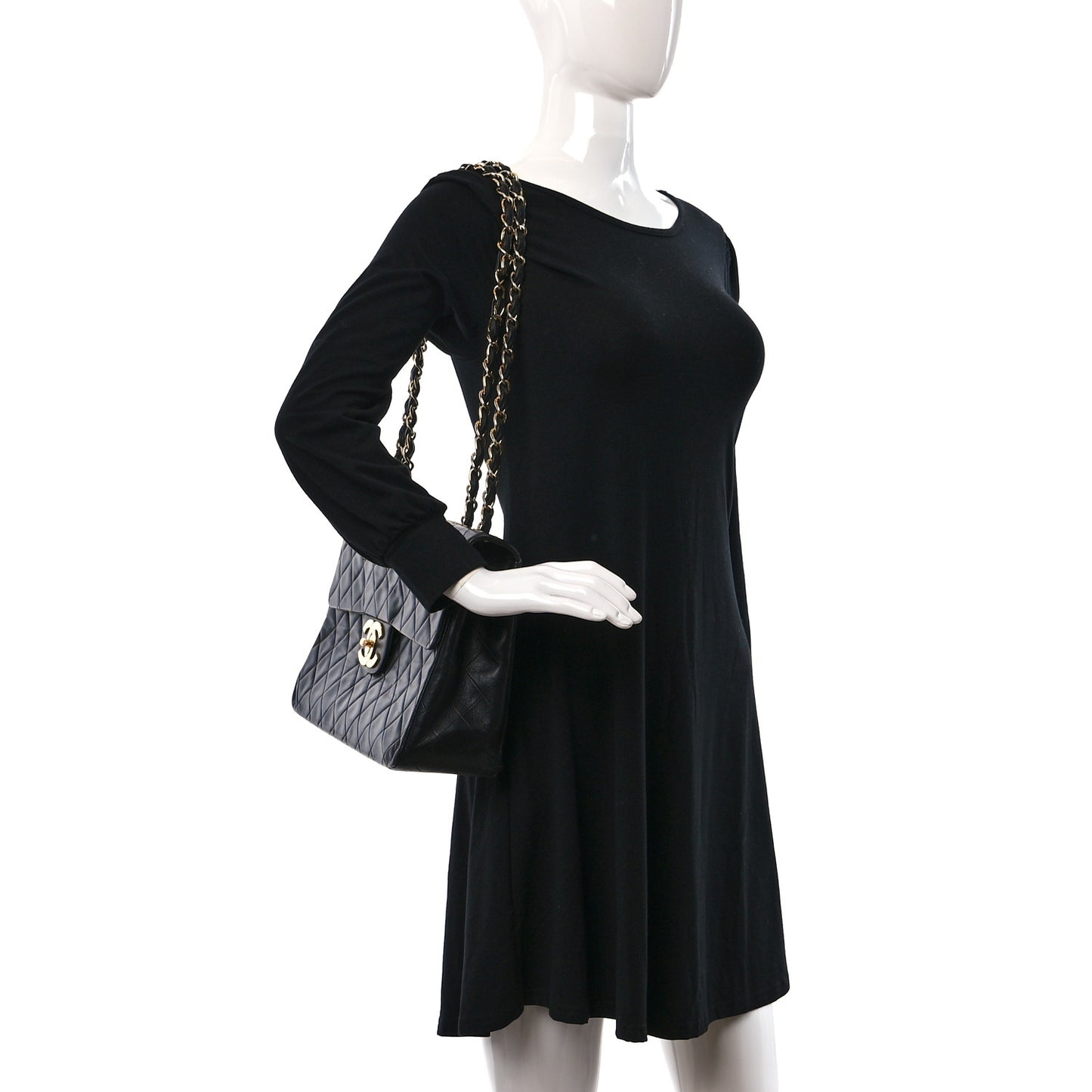 Lambskin Quilted XL Jumbo Single Flap Black