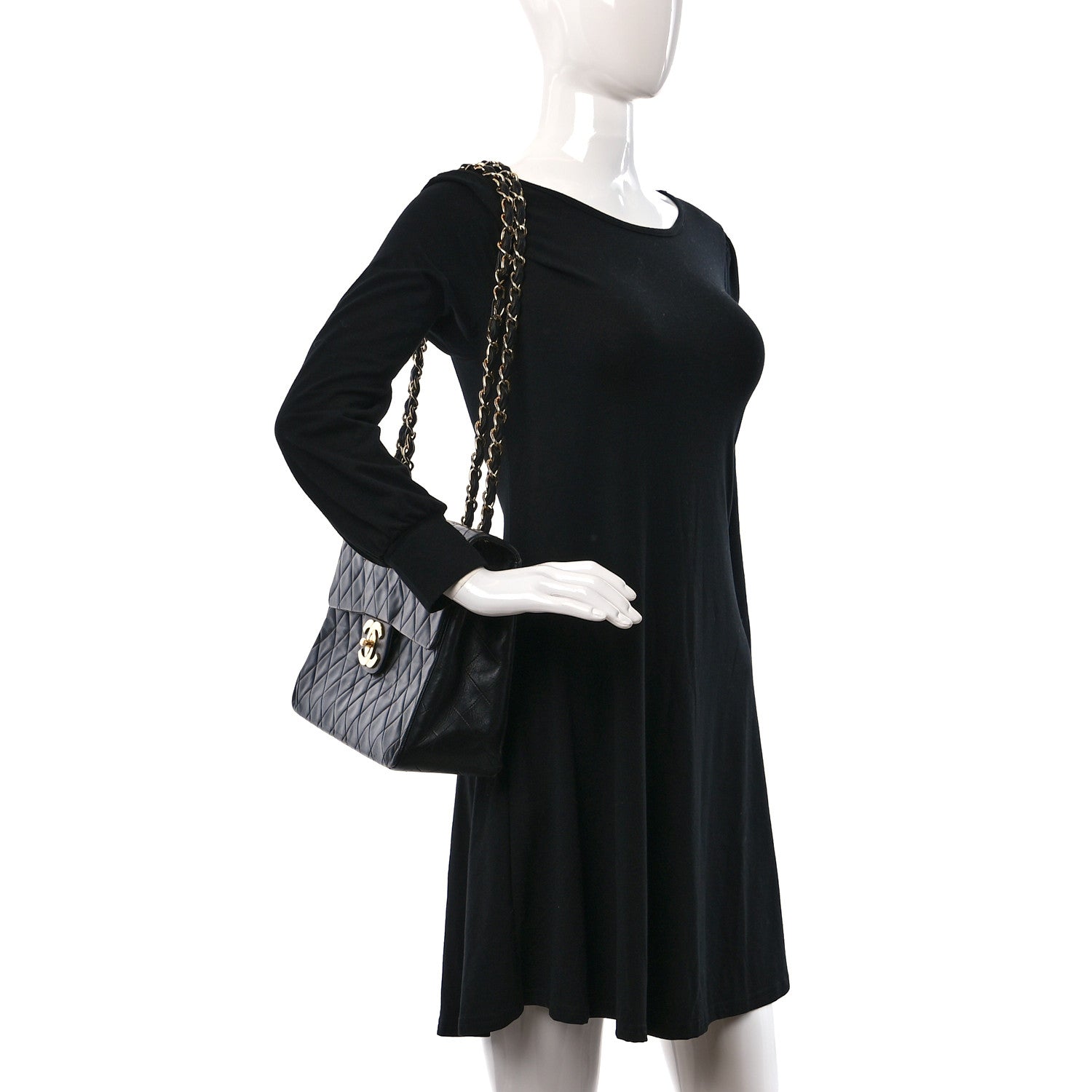 Chanel Lambskin Quilted XL Jumbo Single Flap Black 2 of 10