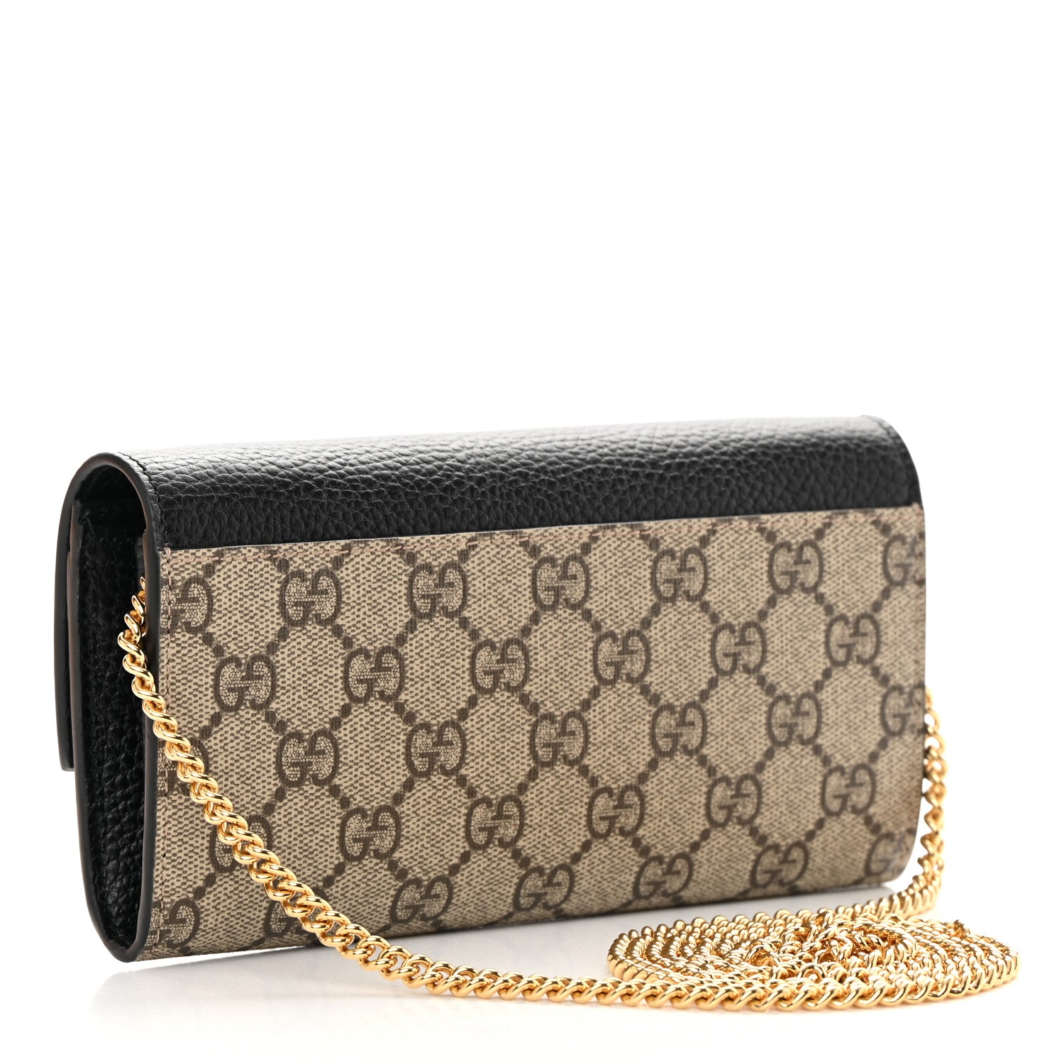 Gucci Dollar Calfskin GG Supreme Monogram Petite GG Marmont Wallet Chain Bag Black Beige Ebony 3 of 12