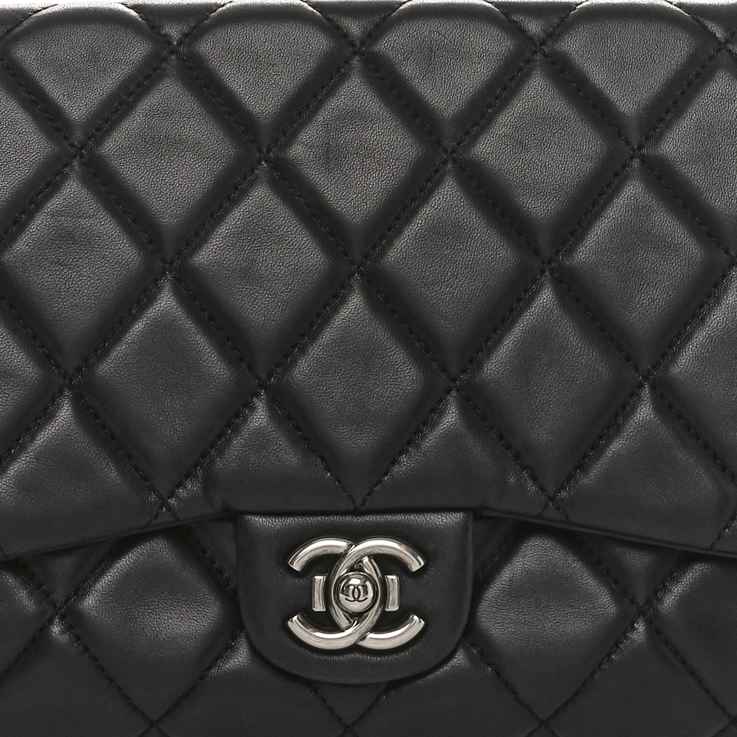 Lambskin Quilted Chanel 3 Accordion Flap Bag Black
