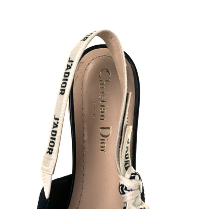 Christian Dior Technical Canvas Ribbon J'Adior Slingback Ballet Flats 39.5 Black 5 of 10