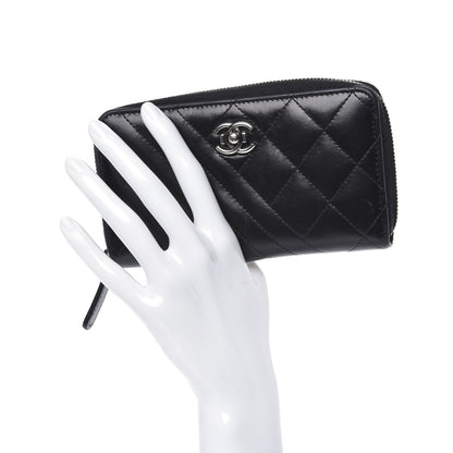 Chanel Glazed Calfskin Quilted Small Coco Boy Zip Around Wallet Black 2 of 9