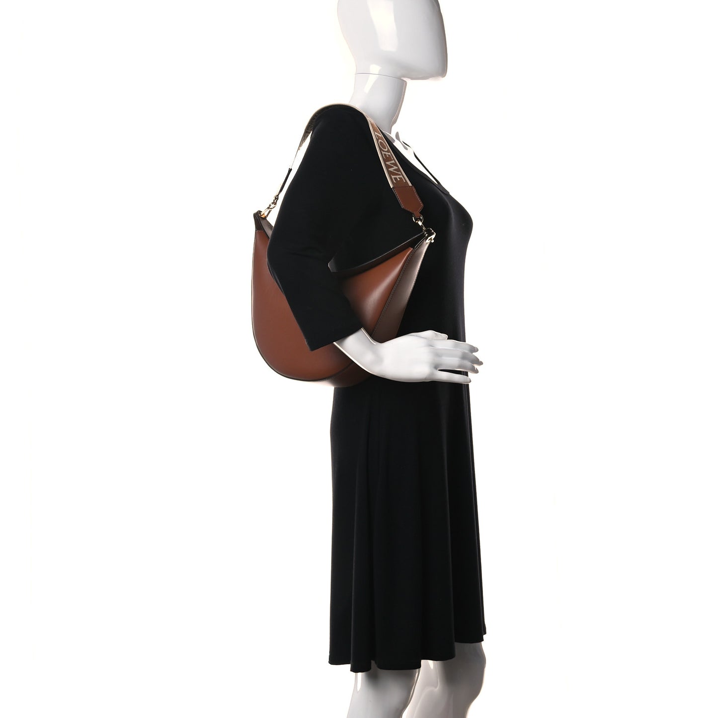 Satin Calfskin Jacquard Luna Bag Pecan