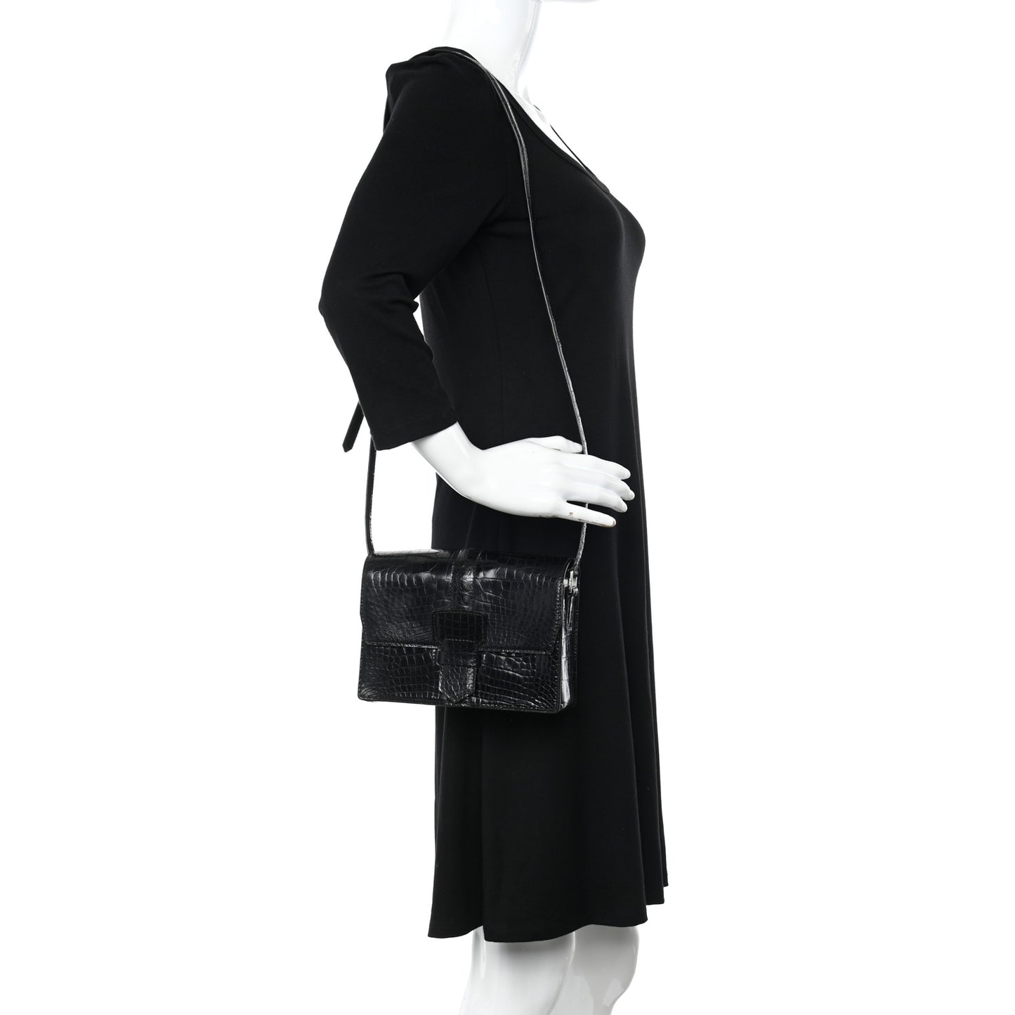 Crocodile Altea Shoulder Bag Black