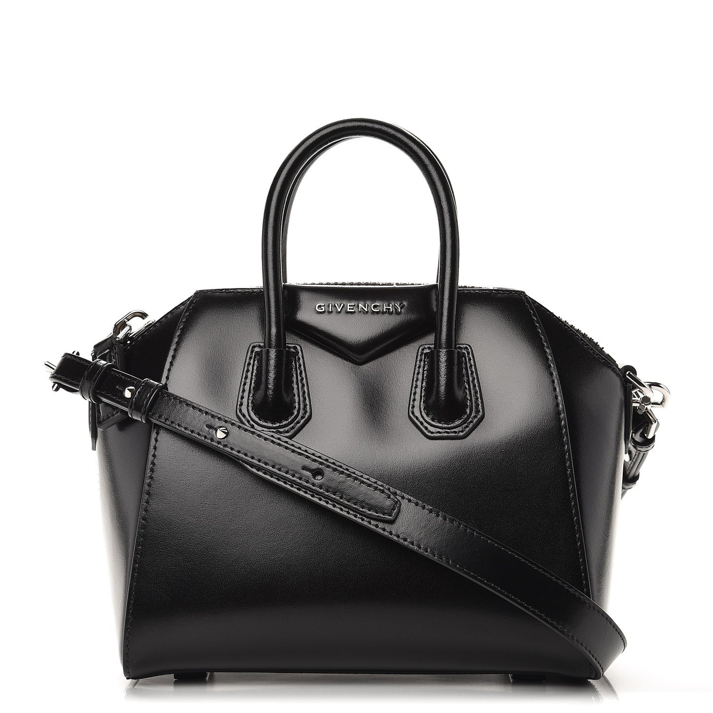 Shiny Lord Calfskin Mini Antigona Black
