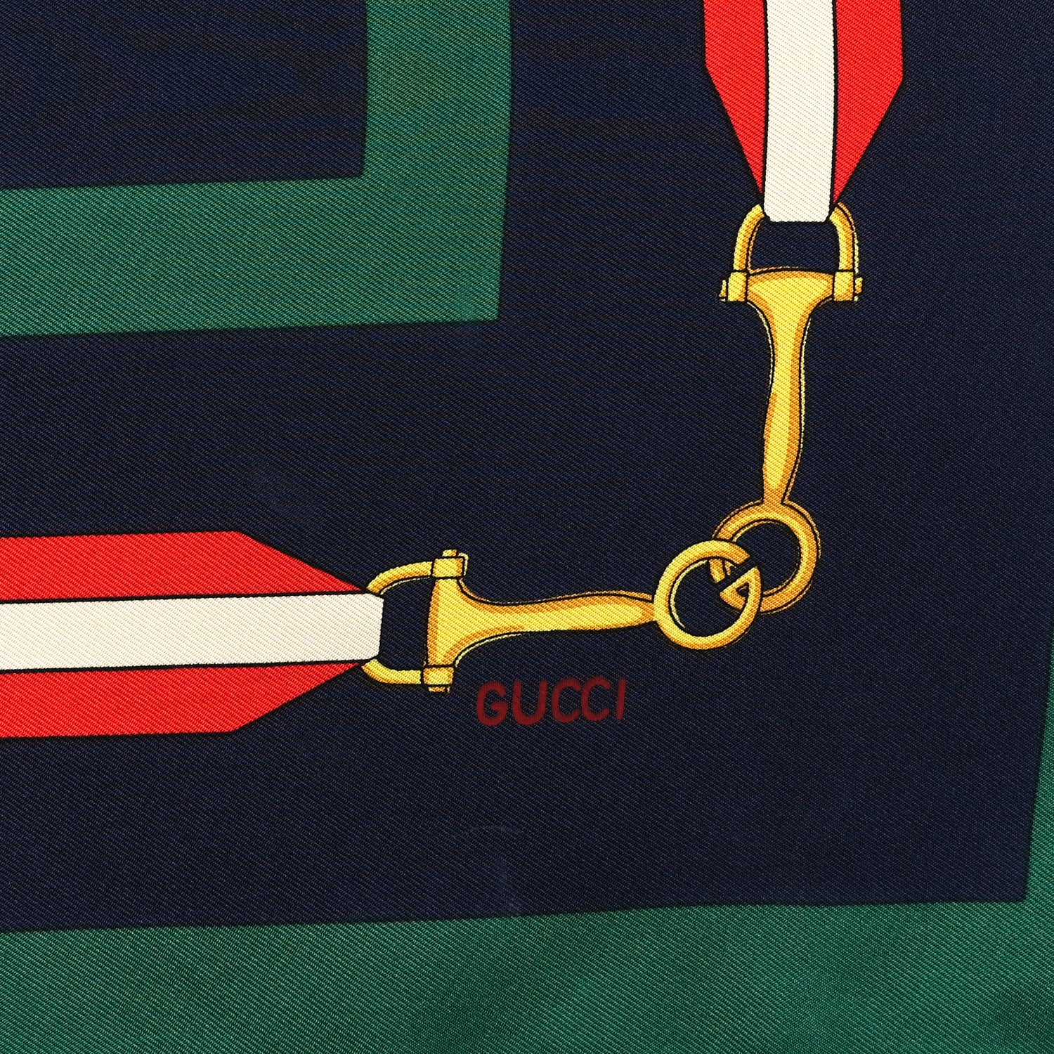 Gucci Silk Horsebit Stripe Scarf Red Green 2 of 3