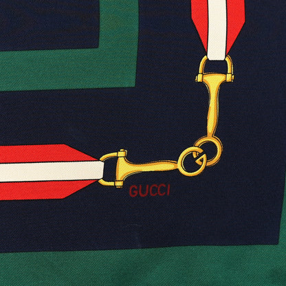 Gucci Silk Horsebit Stripe Scarf Red Green 2 of 3