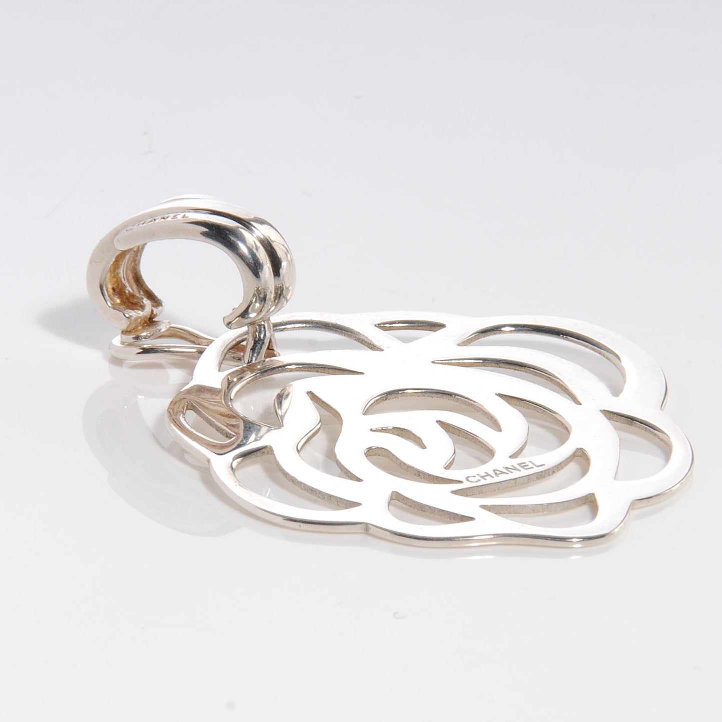 Sterling Silver Camellia Clip On Earrings