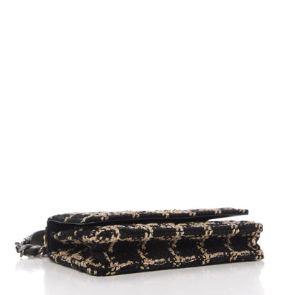 Chanel Tweed Quilted Chanel 19 Wallet On Chain WOC Black Beige 4 of 12
