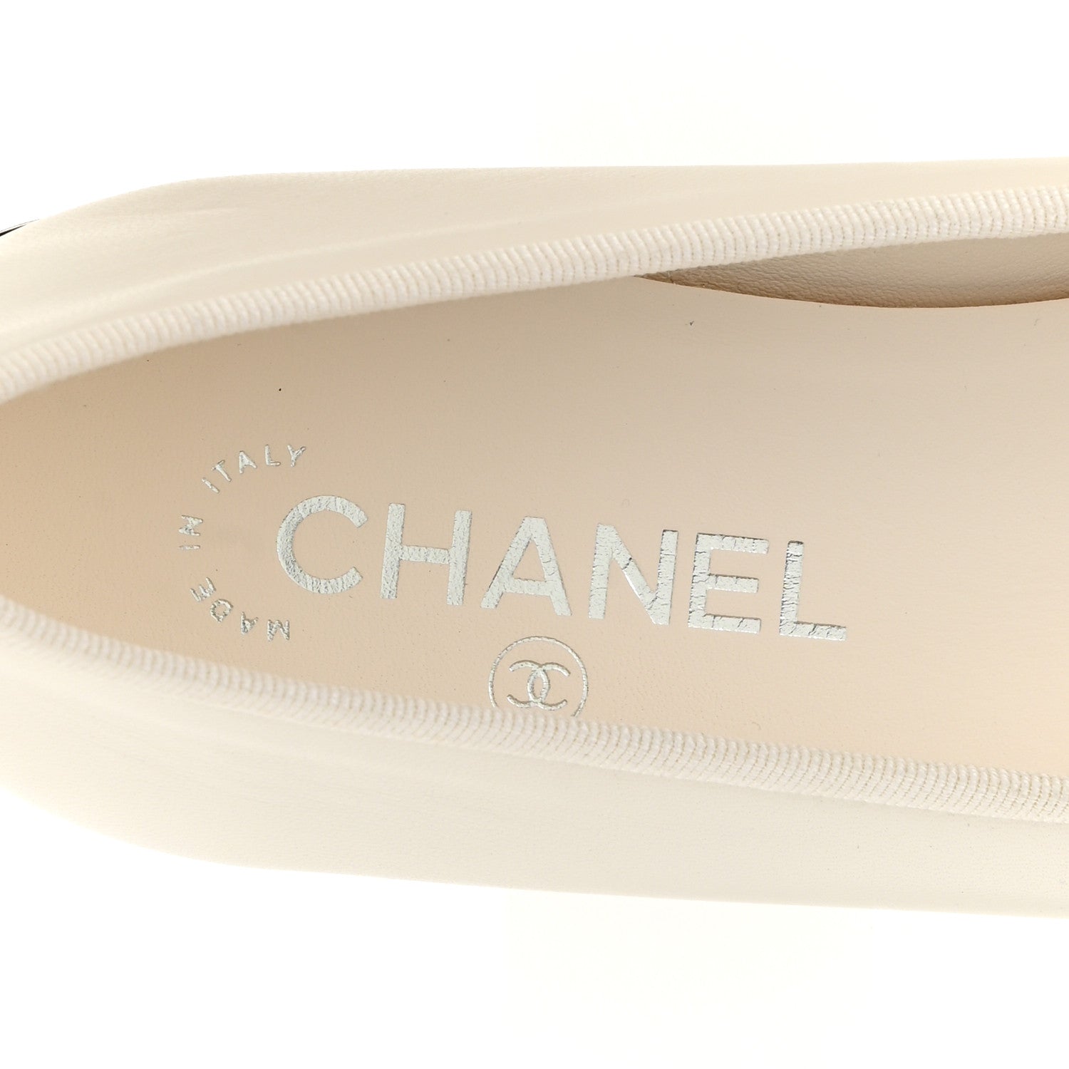 Chanel Lambskin Cap Toe CC Ballerina Flats 38.5 White Black 7 of 10