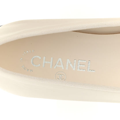 Chanel Lambskin Cap Toe CC Ballerina Flats 38.5 White Black 7 of 10