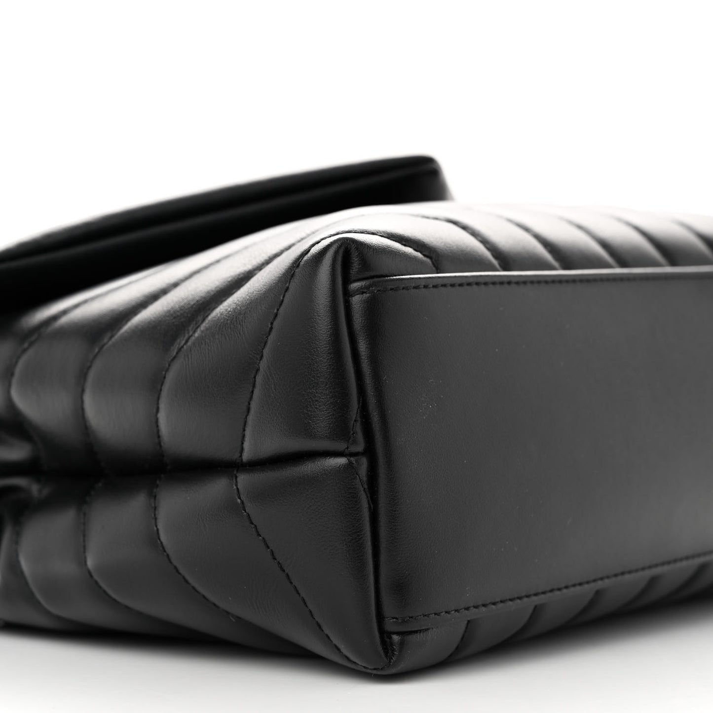 Calfskin Y Quilted Monogram Monochrome Small Loulou Chain Satchel Black