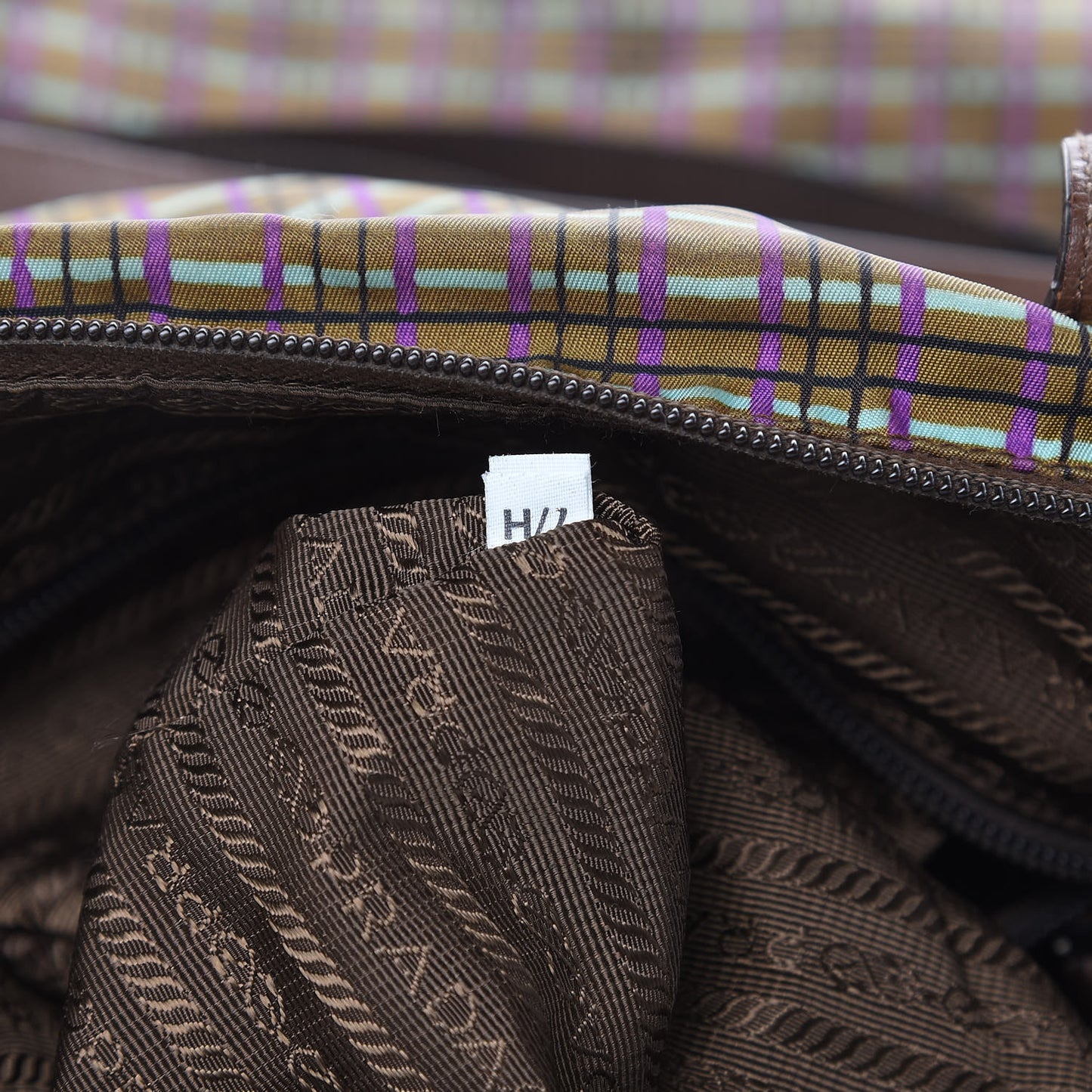 Tessuto Stampato Nylon Saffiano Check Print Tote Viola