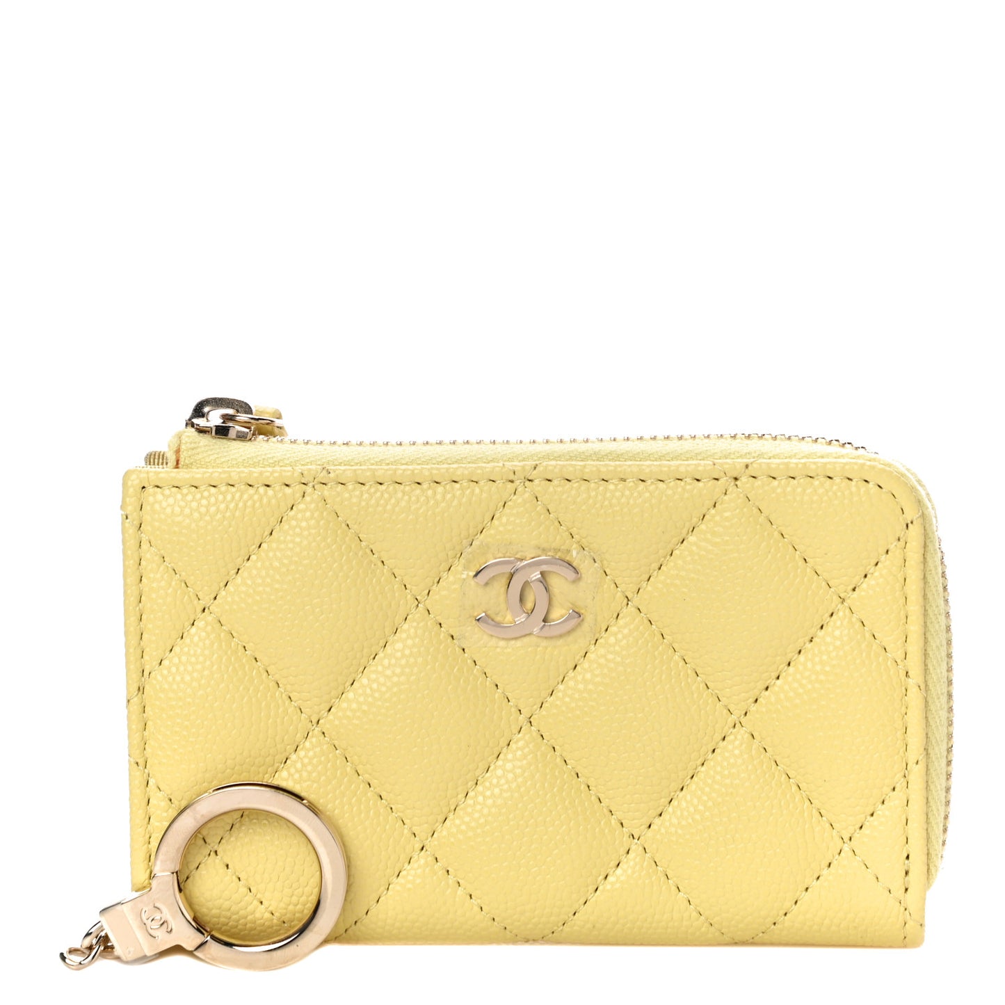 Caviar Quilted Zipped Key Holder Case Yellow