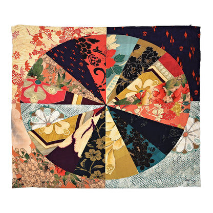 Alexander McQueen Silk Monogram Kimono Patchwork Scarf Rose Blue 1 of 6