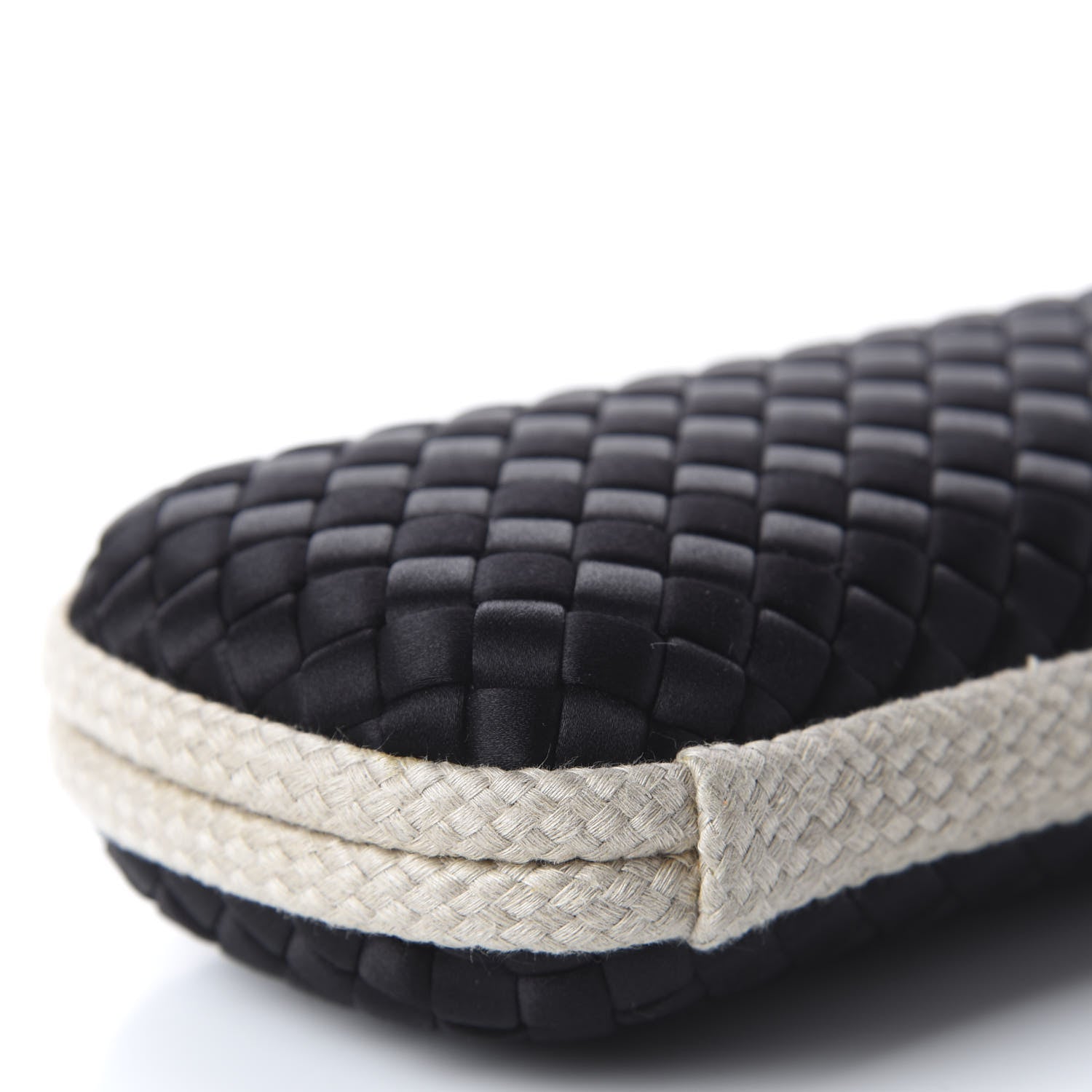 Bottega Veneta Satin Intreccio Impero Stretch Knot Clutch Black Natural 5 of 8