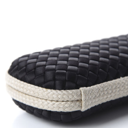 Bottega Veneta Satin Intreccio Impero Stretch Knot Clutch Black Natural 5 of 8