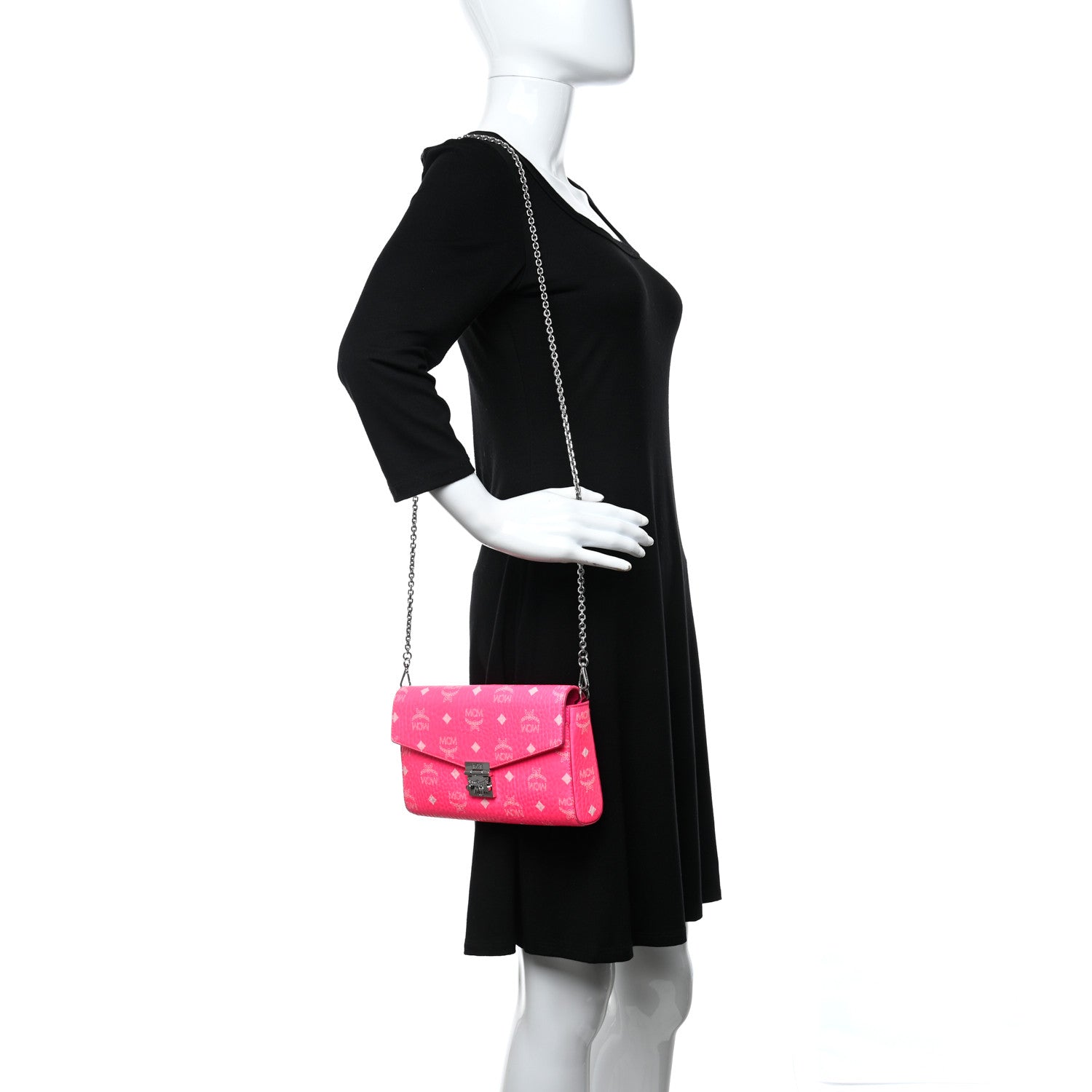 MCM Visetos Medium Patricia Wallet On Chain Pink 2 of 9