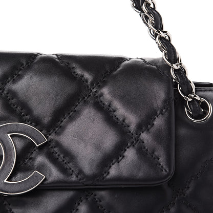 Chanel Calfskin Double Stitch Large Hamptons Flap Bag Black 14 of 16
