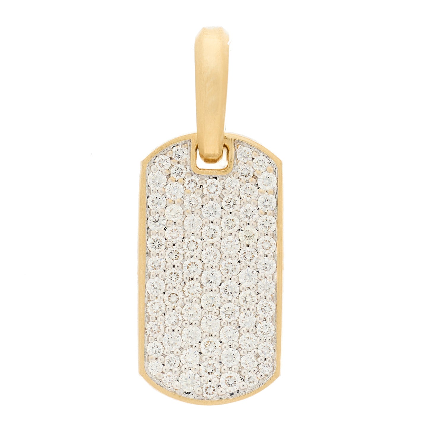 18K Yellow Gold Diamond 21mm Chevron Dog Tag Pendant