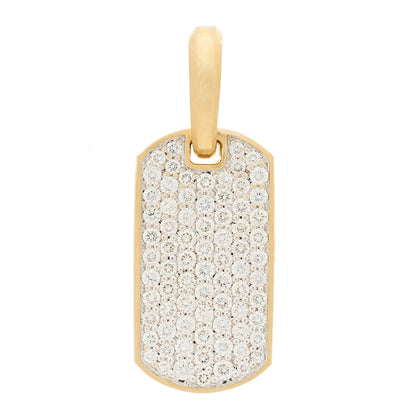 David Yurman 18K Yellow Gold Diamond 21mm Chevron Dog Tag Pendant 2 of 7