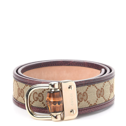 Gucci Monogram Bamboo Belt 80 32 Brown 1 of 9