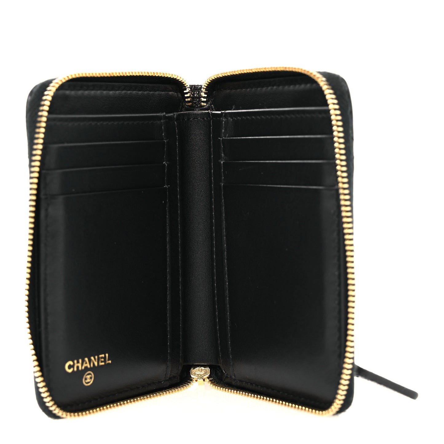Caviar Quilted Zip Around Coin Purse Black
