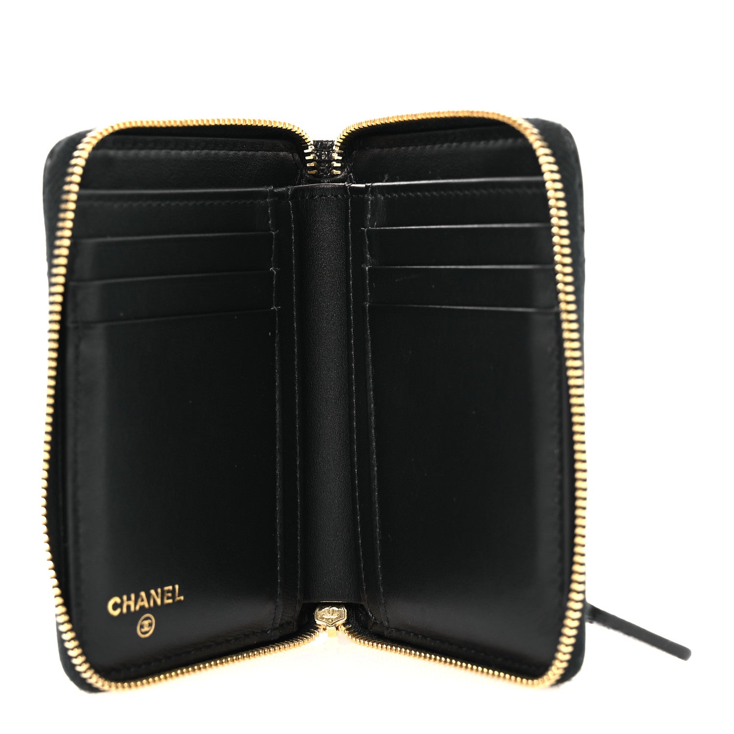 Chanel Caviar Quilted Zip Around Coin Purse Black 5 of 9