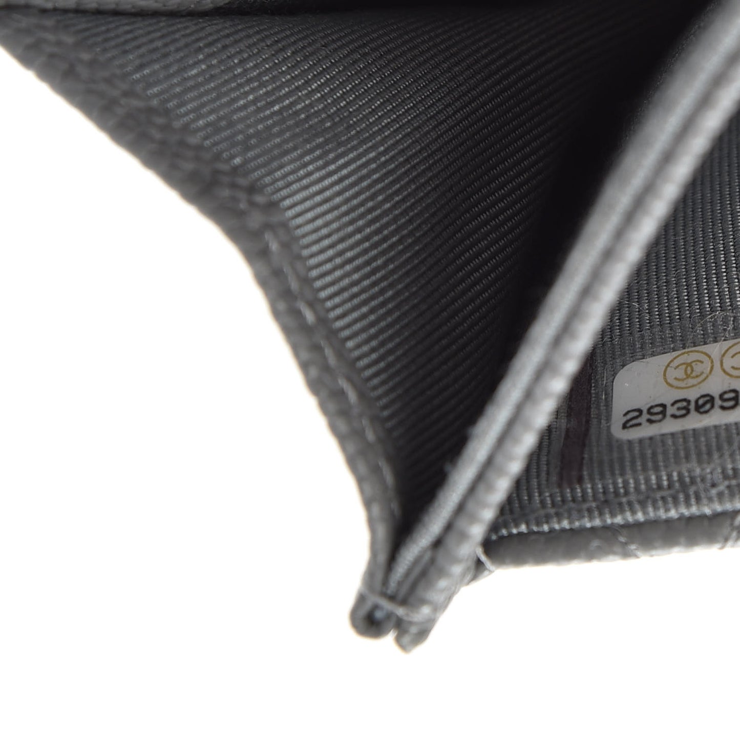 Caviar Quilted Flap Card Holder Wallet Dark Grey