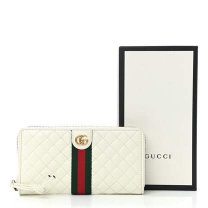 Gucci Calfskin Web Trapuntata GG Zip Around Wallet Off White 9 of 9