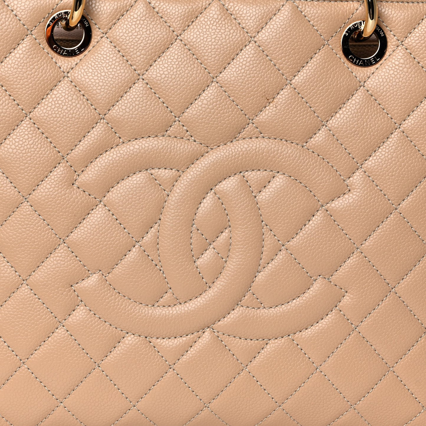 Caviar Quilted Grand Shopping Tote GST Beige