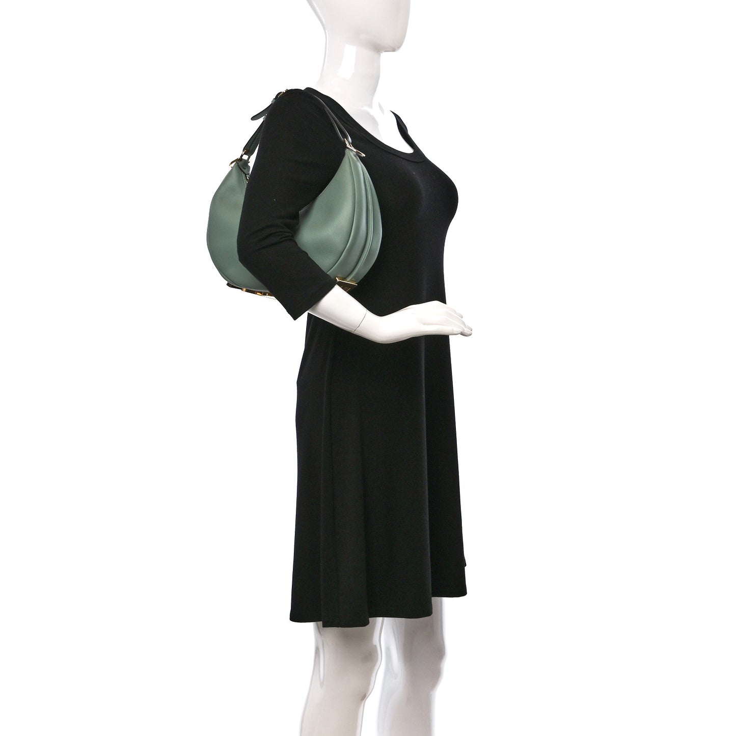 Vitello Grace Matte Small Fendigraphy Hobo Bag Menta
