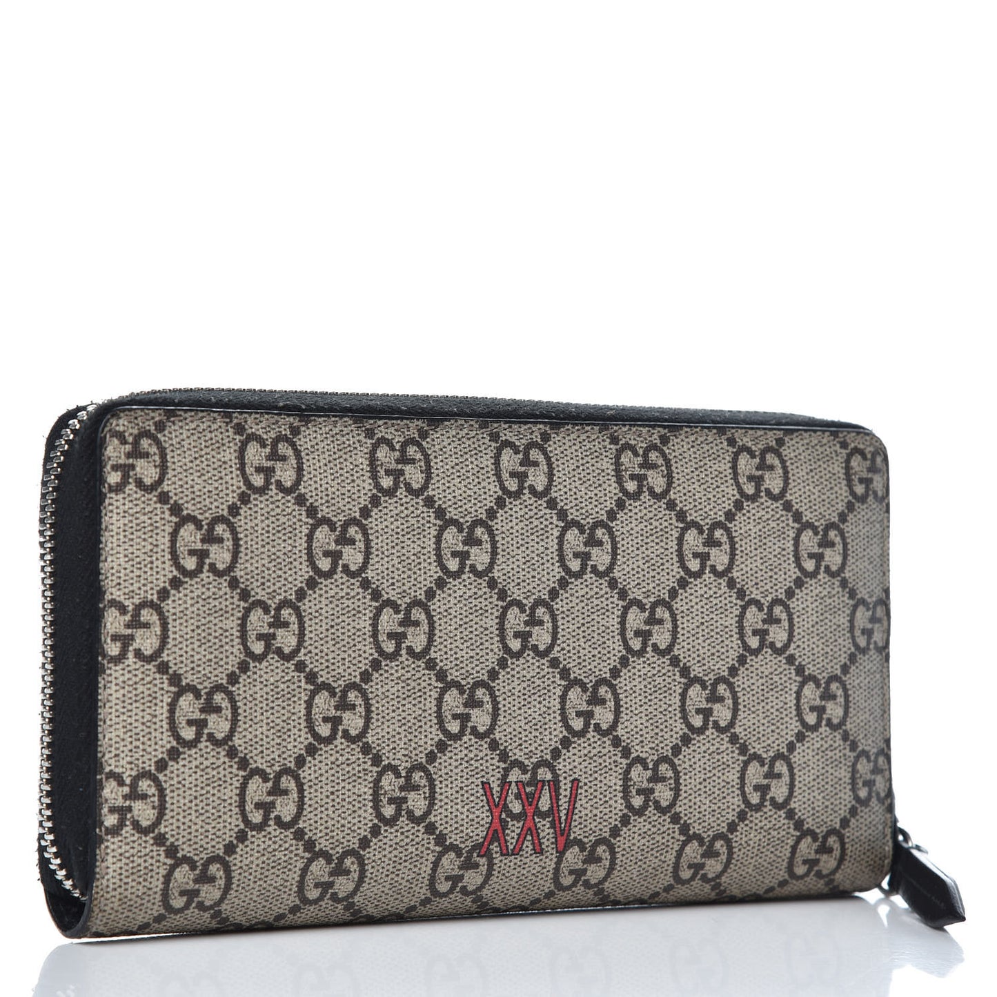 GG Supreme Monogram Wolf Print Zip Around Wallet Black