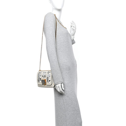 Jimmy Choo Calf Hair Mirror Embellished Lockett Petite Shoulder Bag White 2 of 10