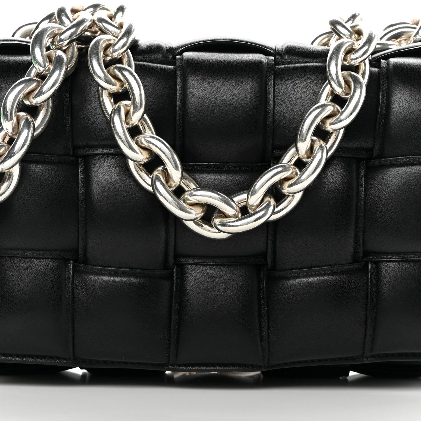 Lambskin Maxi Intreccio Padded Chain Cassette Crossbody Bag Black