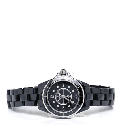 Chanel Stainless Steel Ceramic Diamond 29mm J12 Quartz Watch Black 2 of 6