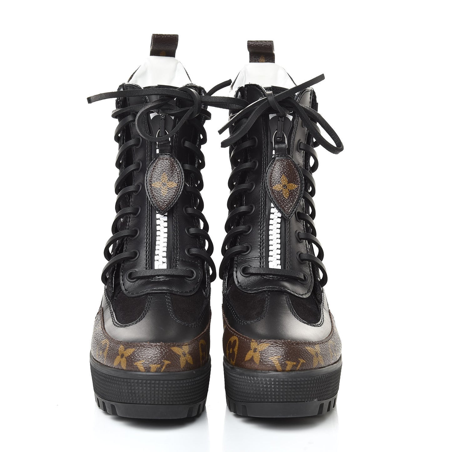 Suede Calfskin Monogram Laureate Platform Desert Boots 35 Black