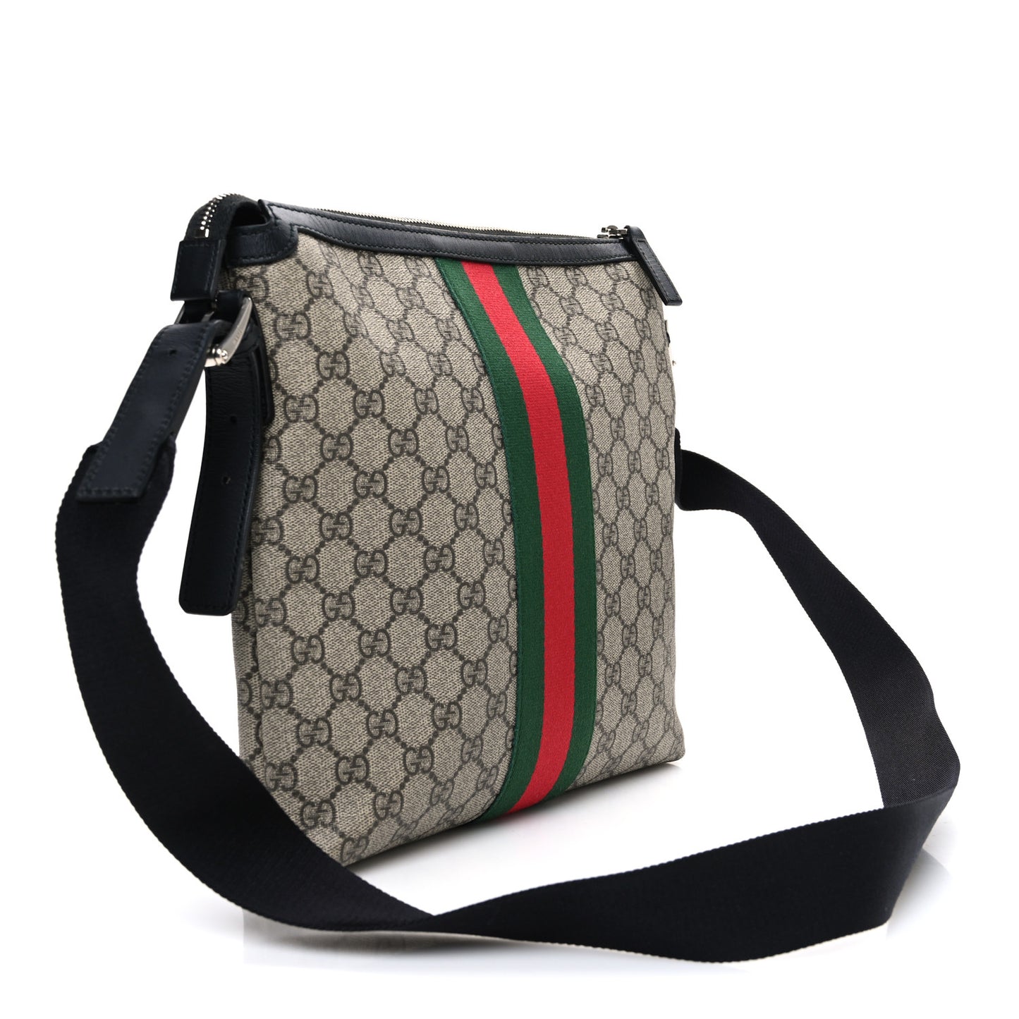 GG Supreme Monogram Web Messenger Bag Black