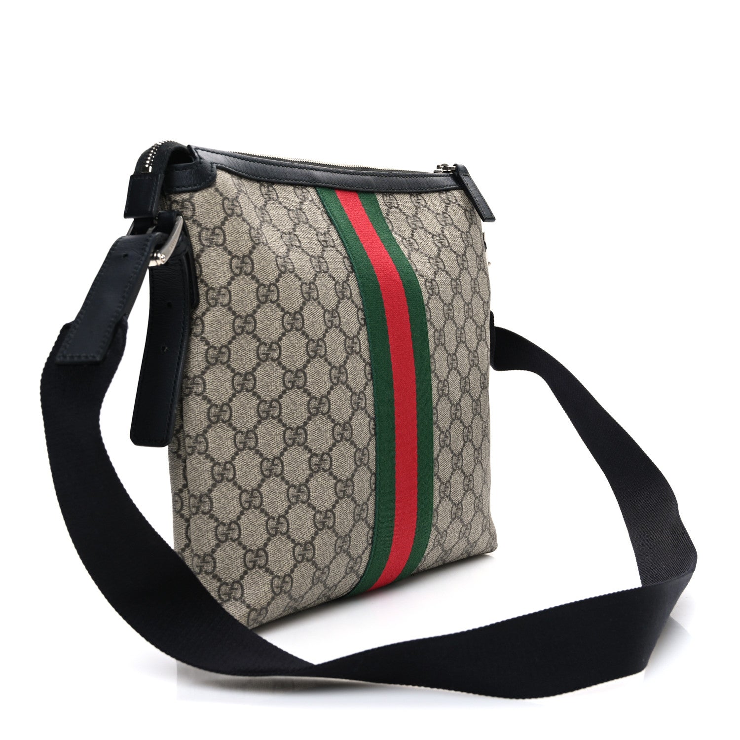 Gucci GG Supreme Monogram Web Messenger Bag Black 3 of 11