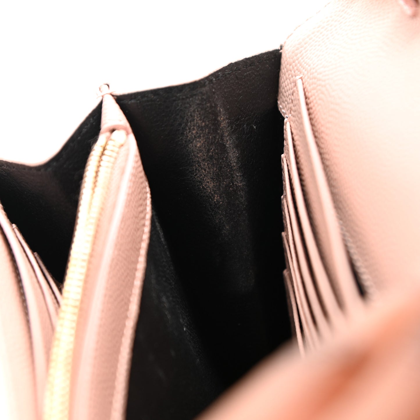 Grain De Poudre Matelasse Chevron Monogram Chain Wallet Pale Blush