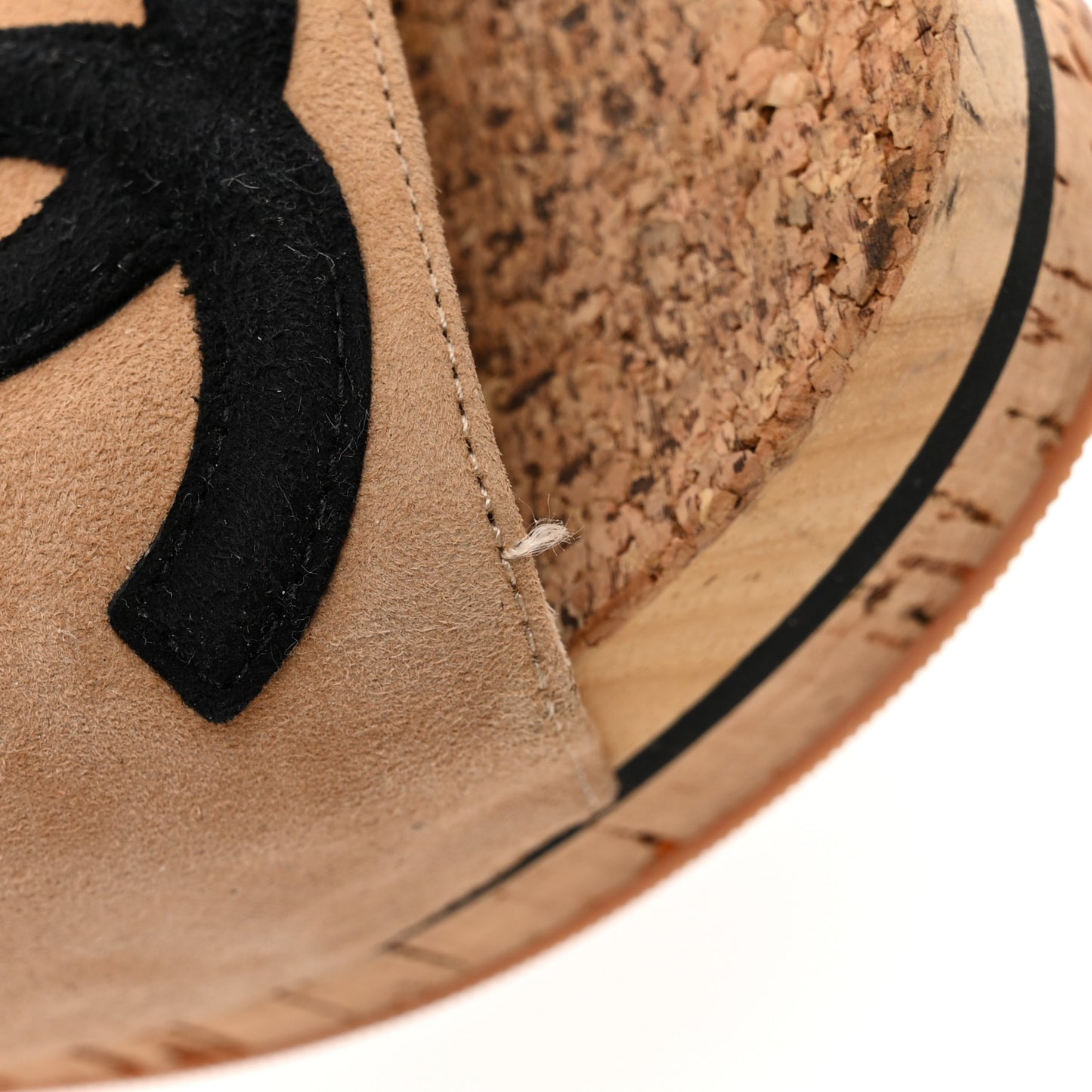 Suede Cork Mule Sandal 35 Beige Black