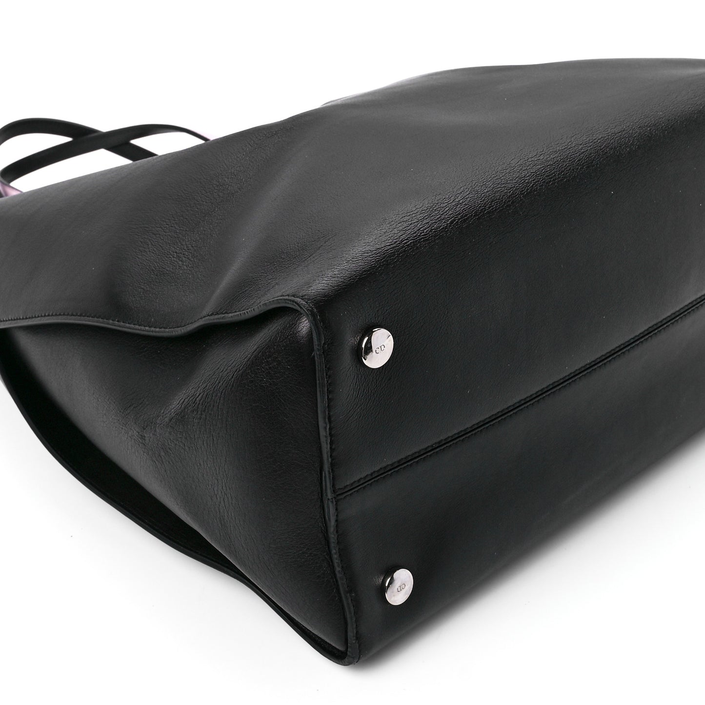 Calfskin Small Addict Shopping Tote Black Pink