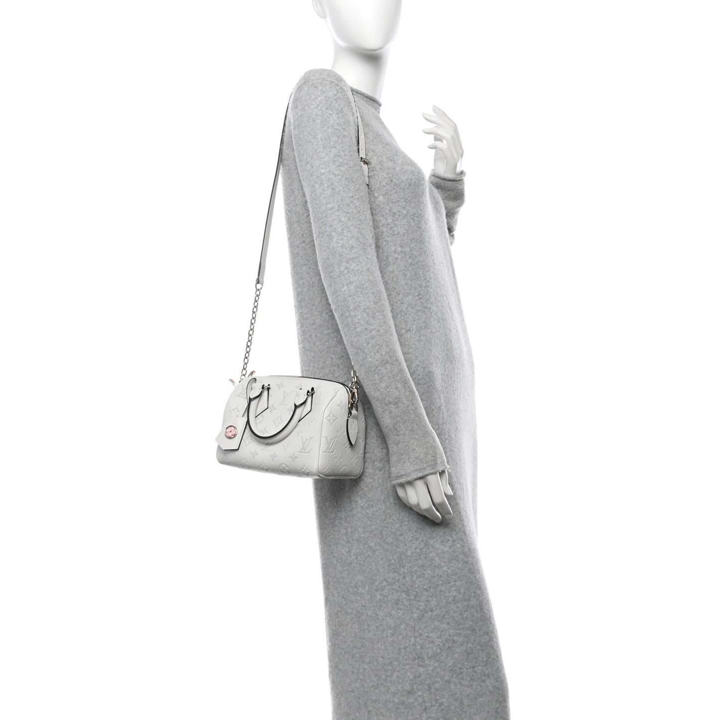 Monogram Embossed Calfskin Speedy Bandouliere 20 White Blanc
