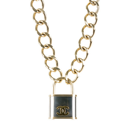 Chanel CC Oversized Padlock Necklace Gold Silver 1 of 4