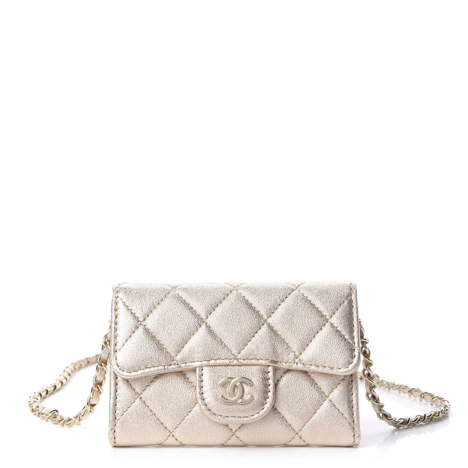 Chanel Metallic Lambskin Quilted Flap Chain Waist Bag Gold 1 of 12