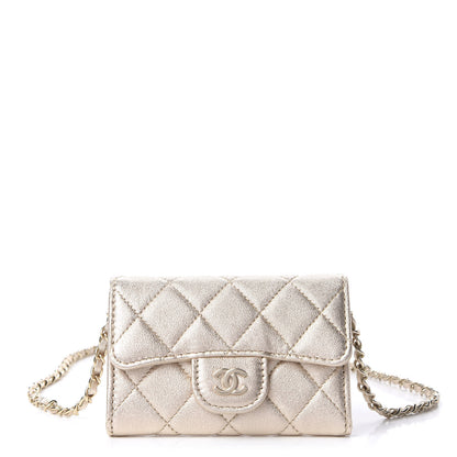 Chanel Metallic Lambskin Quilted Flap Chain Waist Bag Gold 1 of 12