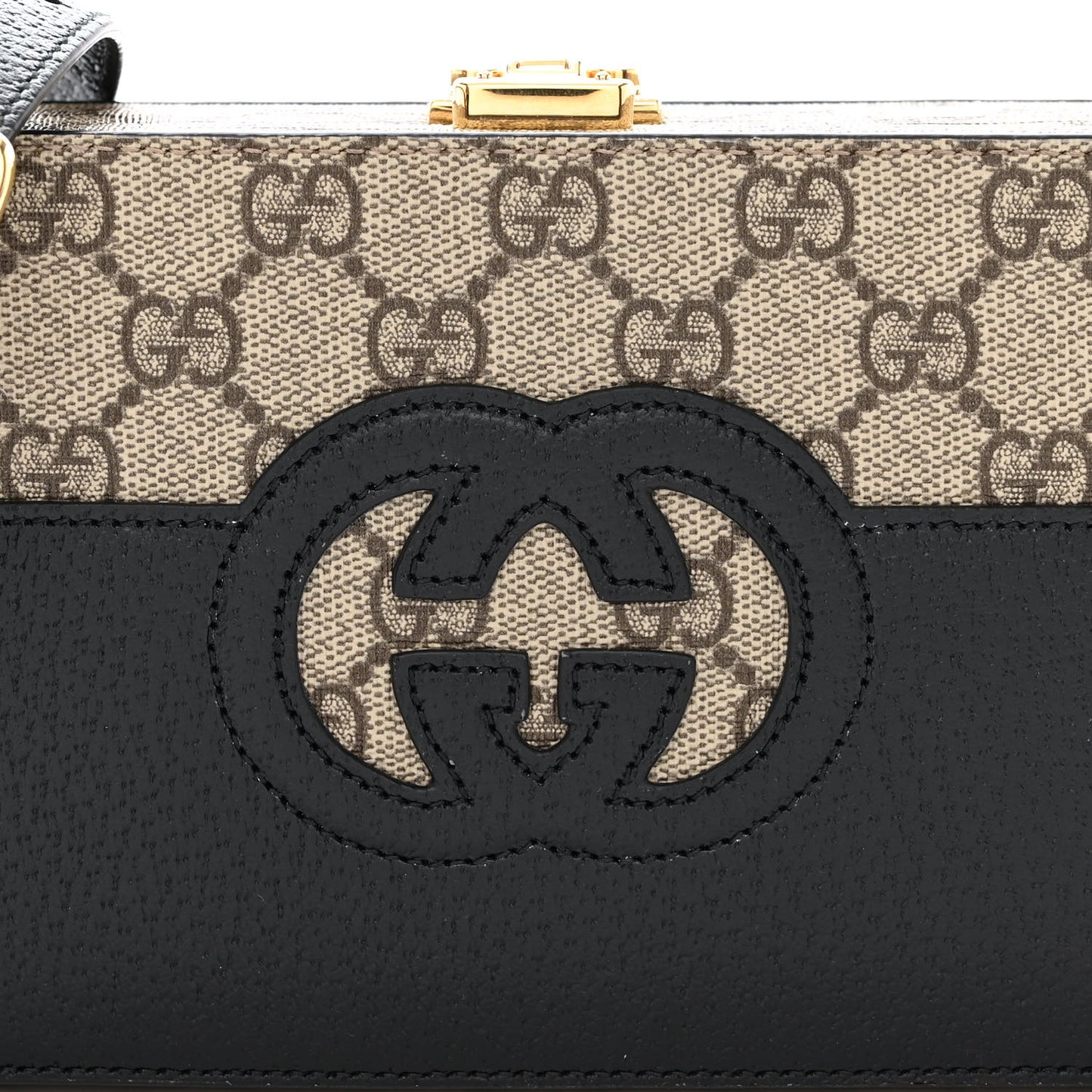 GG Supreme Monogram Textured Dollar Calfskin Mini New Basket Shoulder Bag Beige Ebony Black