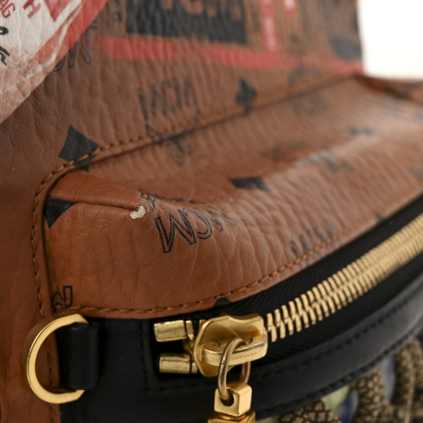 Visetos Flight Print Small Stark Backpack Cognac
