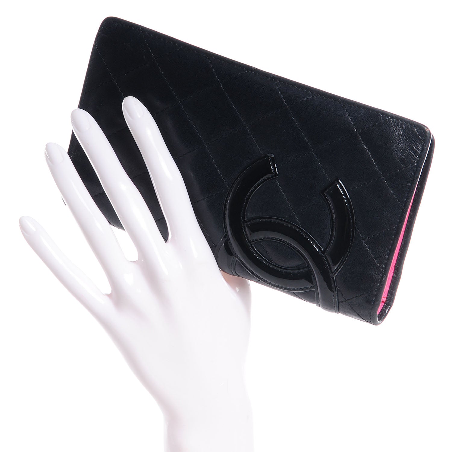 Chanel Calfskin Cambon Quilted Yen Wallet Black 2 of 7